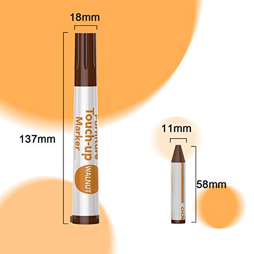 NADAMOO Furniture Markers Touch Up, Set of 17, 8 Markers and 8 Wax Sticks and 1 Sharpener, Wood Scratch Repair Pen for Hardwood Floor Wood Stain, White, Black, Gray, Cherry, Maple, Oak - Thumbnail 3