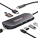 USB C Hub, USB C HDMI Adapter, 8 in 1 MacBook Pro/Air 2018 Dock Thunderbolt 3 Dongle with Ethernet, USB C Power Delivery, 3 USB 3.0 Ports, SD TF Card Reader for USB Type C Devices, Grey