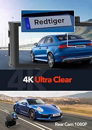 REDTIGER F7N 4K Dash Cam Front and Rear,Built-in WiFi GPS 4K+1080P