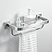 BESy Bathroom Lavatory Glass Shelf with Towel Bar and Rail, Wall Mount with Screws Towel Rack,Heavy Duty SUS304 Stainless Steel Storage Shelves, Square Base, Brushed Nickel Finish