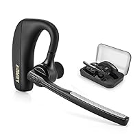 Bluetooth Headset, Wireless Bluetooth Earpiece with Mic Mute Switch Headset for Trucker Handsfree Earphone, V4.1 Bluetooth Headphones Compatible for Smart Phone (K10_Black)