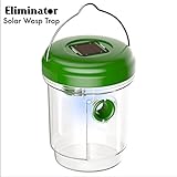 Eliminator Solar Powered Outdoor Wasp Trap Catcher with Ultraviolet LED Light – Traps Wasps, Bees, Yellow Jackets, Hornets, Etc. - Effectively Attracts, Traps and Retains Bees Until They Dehydrate