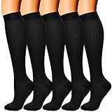 5 Pairs Compression Socks For Women Men 15-20mmHg Nursing Running Athletic Edema Diabetic Varicose Veins Travel Pregnancy Maternity (S/M)