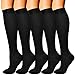 5 Pairs Compression Socks for Men Women 20-30 mmHg for Running Nurses Flight Pregnancy (Black(5 Pairs), Small/Medium)