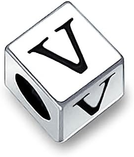 Square Cube Block Letter A-Z Alphabet Initial Charm Bead For Women For Teen 925 Sterling Silver For European Bracelet