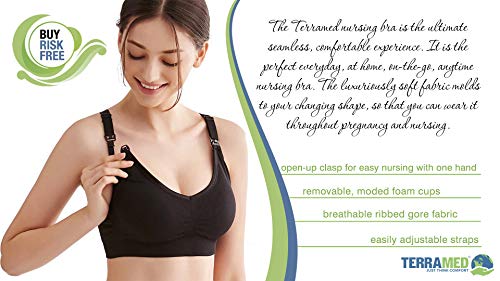 Terramed Bamboo Silk Seamless Nursing Bra Padded Maternity Bra Pregnancy Breastfeeding (Nude, Medium)