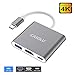USB C to HDMI Adapter, USB 3.1 Type-C Hub to HDMI 4K+USB 3.0+USB-C Charging Port, MacBook/iMac HDMI Adapter,USB-C Digital AV Multiport Adapter for MacBook Pro/iPad Pro/S8+/S9+/Projector/Monitor（Gray）