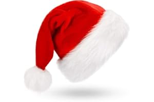 Santa Hat, Velvet Christmas Plush Hat with Soft Trim, Classic Xmas Hat, Christmas Party Supplies