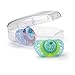 Chicco Flair Orthodontic BPA-Free Pacifier with Reusable Sterilizing Case, 2-pack, Teal/Blue, 12m+
