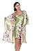 KimonoDeals Women's Gorgeous Loungewear Robe 2PC Sleepwear Set-Peacock & Blossom,Tea Green Medium