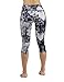 ODODOS Power Flex Women's Tummy Control Workout Running Printed Capris Yoga Capris Pants Hidden Pocket,Crosstalk, Large