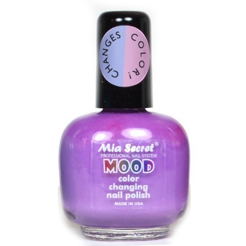 1 MIA SECRET MOOD COLOR CHANGING MD04 PURPLE to PINK NAIL POLISH LACQUER MADE IN USA + FREE EARRING