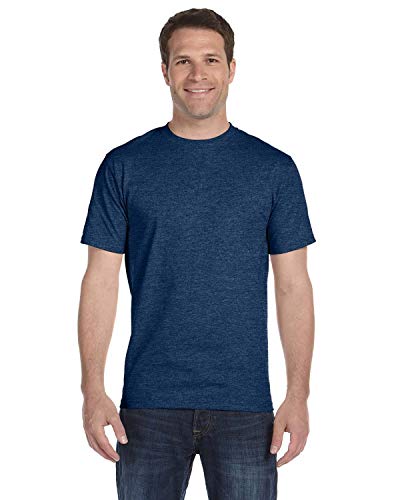 Hanes Lay-Flat Tag-Free Crewneck Beefy T-Shirt, Heather Navy, XXX-Large