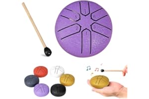 Rain Drum for Outside, Steel Tongue Drum Rain Chime, 3 Inch 6 Notes Hand Drums, Mini Handpan Drum Sound Healing Instruments f