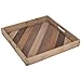 MyGift 18-Inch Square Tri-Color Brown Wood Serving Tray with Handles, Large Wooden Tray for Ottoman, Coffee Table Living Room