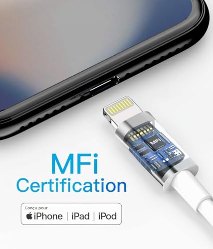 Quntis 3 Pack iPhone Charger Cable, MFi Certified Cable, Lightning Wire Fast Charge for iPhone 11 12 13 14 Pro 13 Mini XS Max XR X 8 7 6s 6 Plus 5 Se iPad Charger, iPhone Cord White