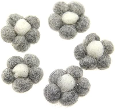 Zasy 100% Pure Wool Felt Flower Needle Felt Handmade Flower (Grey)