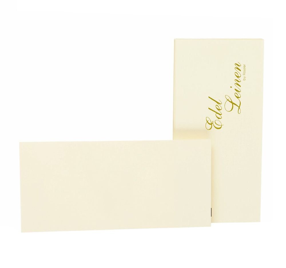 Rössler 2051705802 DL Royal Paper with Pack of Deckle Edged Linen Embossed Card - Ivory