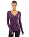PattyBoutik Women's V Neck Ruched Twist Knot Front Long Sleeve Tunic