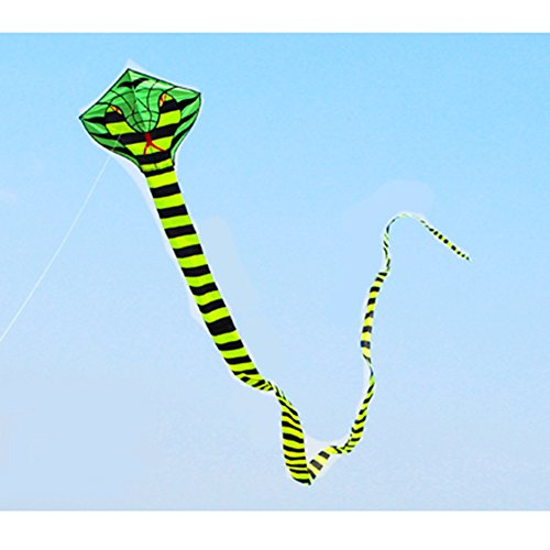Besra 16m Large Cobra Snake kite 52ft Colorful Rattlesnake Kite with 15m Long Tails Outdoor Fun Sports with Flying Tools (Green) - Thumbnail 7