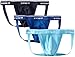 Papi Men's Premium Performance 3-Pack Jockstrap, Athletic Supporter, Breathable Male Workout Underwear, Light Blue/Cobalt, X