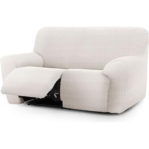 ECOMMERC3 | Sofa Cover Relax Feet Together 2x2 Super Elastic Bi-Elastic – Ecru Colour Protector Breathable Sofa Cover, Easy to Put on and Remove, with Support Foams and Rubbers for Footrests