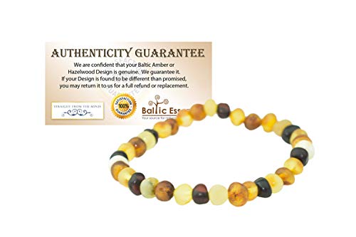 8 inch Healing Arthritis Carpal Tunnel Baltic Amber Bracelet Adults Raw Multi Milk Honey Cognac Stretch Anti-inflammatory, Carpal Tunnel, Back, Head, Tooth Aches Swelling General Aches and Pains. - Thumbnail 4