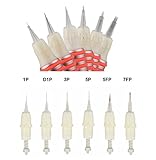 Guapa 50 Pieces D1P 1P 3P 5P 5FP 7FP Disposable Cartridge Needle Permanent Makeup Tattoo Needle for Charmant Machine (Mixed Sizes)