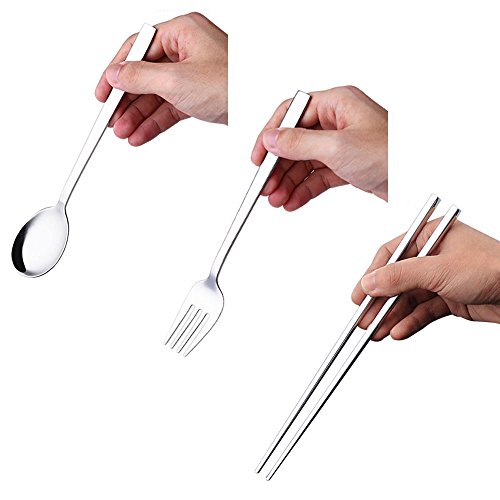 Stainless Steel Chopsticks Cutlery Set Case Spoon Fork Bag Picnic Flatware for Men Women Adults