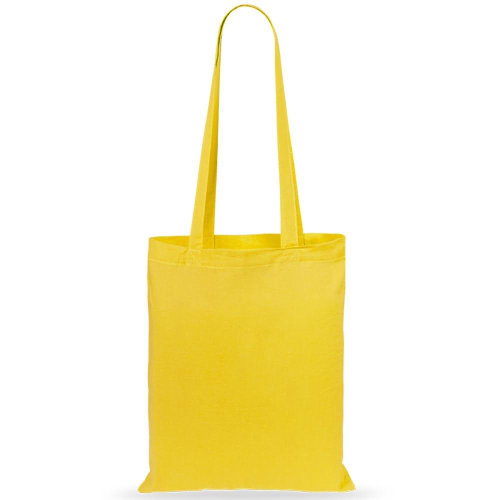 eBuyGB Shopping Tote Shoulder Bag, 100% Cotton, Yellow, 2.54 x 2.54 x 2.54 cm