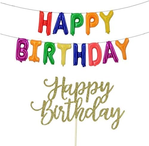 YOFEY1 Colorful Happy Birthday Balloons Banner,Party Decorations with Happy Birthday Cake Topper