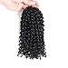 HVAXING 8 inch Short Marlybob Crochet Braiding Hair Extensions 3 Bundles Afro Kinky Curly Synthetic Spring Twist Hair Braids Low Temperature Fiber (Natural Black,1B)