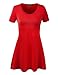 MBJ WT769 Womens V Neck Trapeze Tunic M RED