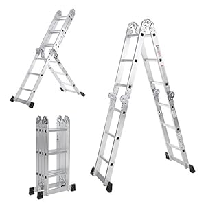scaffold ladder folding platform aluminum multi purpose ikayaa step chair hinge locking safety extension
