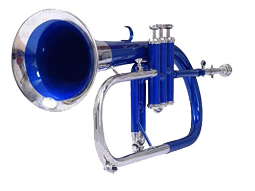 BEST BUY BLUE FLUGEL HORN 3V Bb CHROME PLATED CHOPRA WITH BAG+ M/ P