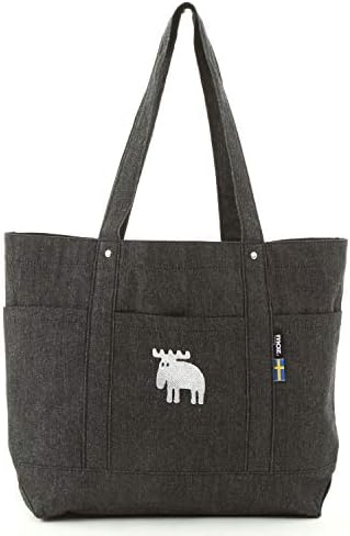 moz モズ トートバッグ ＜ デニム/ポケット付き＞ Lサイズ 約45x31cm ブラック PL-BG08