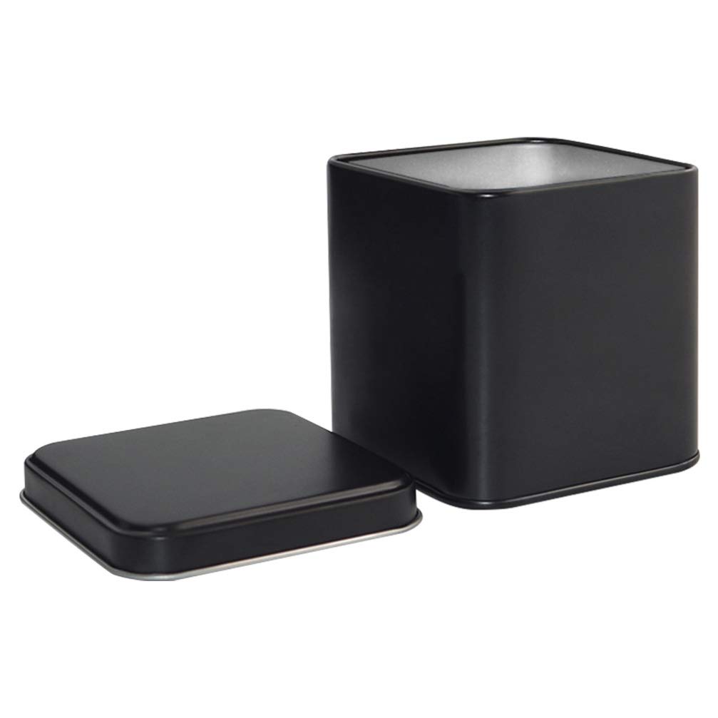 Square Black Metal Tins Empty Cube Steel Box Storage Container for Treats Favors Loose Tea Coffee and Crafts Coffee Sugar