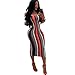 Women's Sexy Striped Off Shoulder Cocktail Party Midi Club Skirt Evening Slim Cocktai Dresses