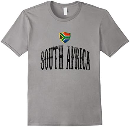 Mens Vintage South Africa Flag T-shirt South African Pride Sport Medium Slate