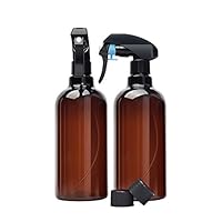 CHUHUAYUAN Empty Dark Amber Spray Bottles (2 Pack)- 16oz BPA Free Leak Proof Refillable container with Buckle for Cleaning resolution, Essential Oils-Durable Black Trigger Sprayer