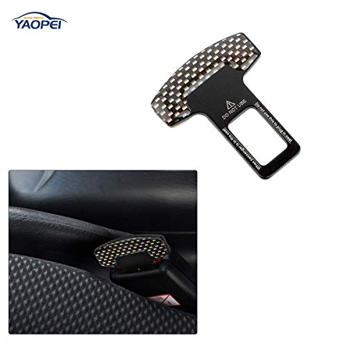 YAOPEI 2 PCS Seat Belt Buckle Clip Clamp,Universal Vehicle Mounted Carbon Fiber Blue Spun Car Safety Seat Belt Buckle Clip for Truck Pickup SUV BMW Jeep and more Vehicles