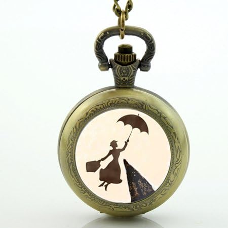 Pocket Watch Necklace Mary Poppins Necklace Mary Poppins Pocket Watch Art Picture Glass Dome Jewelry