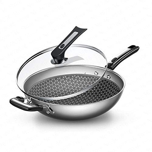 AMYZ Wok 304 Stainless Steel Wok Non-Stick Pan Less Smoke Multi-Function Household Cooking Pot Induc