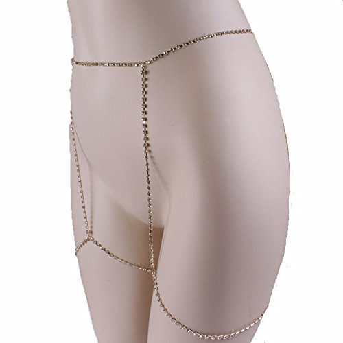 MineSign Diamond Sexy Belly Chain Retro Waist Belt Chains Summer Beach Bikini Swimsuit Body Jewelry (Gold Large) - Thumbnail 3