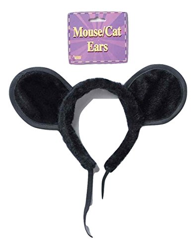 Large Black Plush Mouse Ears Headband Costume Accessory