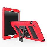 MoKo Case for iPad Mini 3 / 2 / 1, Silicone + Black Hard Polycarbonate Protector with Foldable Stand Cover Case for Mini 3, Mini 2 and Mini (2012 1st gen), RED (Will not fit iPad Mini 4)