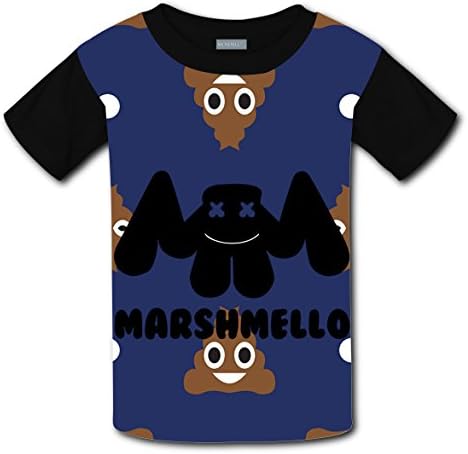 JIFEIMAOY Boys Girls 3D Printed Short Sleeve Youth T-Shirts Poop Emoji Meet Marshmello XL