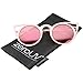 zeroUV - Womens Laser Cut Open Metal Mirror Lens Round Cat Eye Sunglasses 48mm (Pink / Pink Mirror)