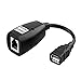 USB (Male) to RJ45 + USB (Female) USB Over Cat5/5e/6 Extension Adapter RJ45 -Up to 150ft Length