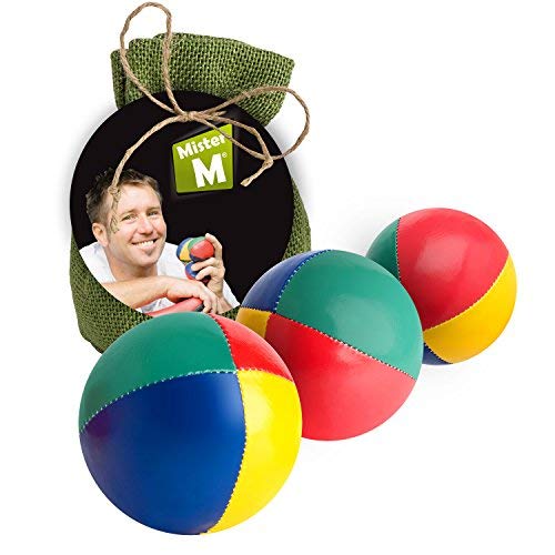 3 Juggling Balls, C E Tested, The Ultimate Juggling Set with an Online Video in a Burlap Bag - by Mister M